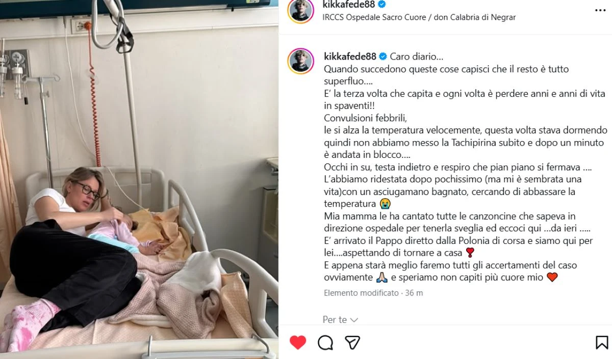 La piccola Matilde durante il ricovero ospedaliero