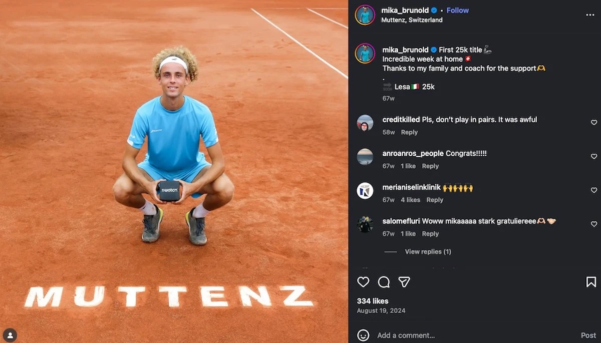 Mika Brunold sorride durante un incontro sportivo