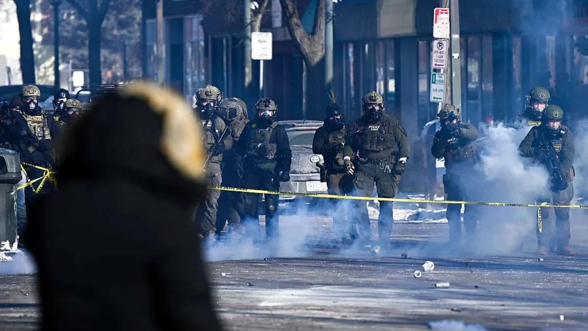 Sparatoria a Minneapolis, immagine della scena della strada