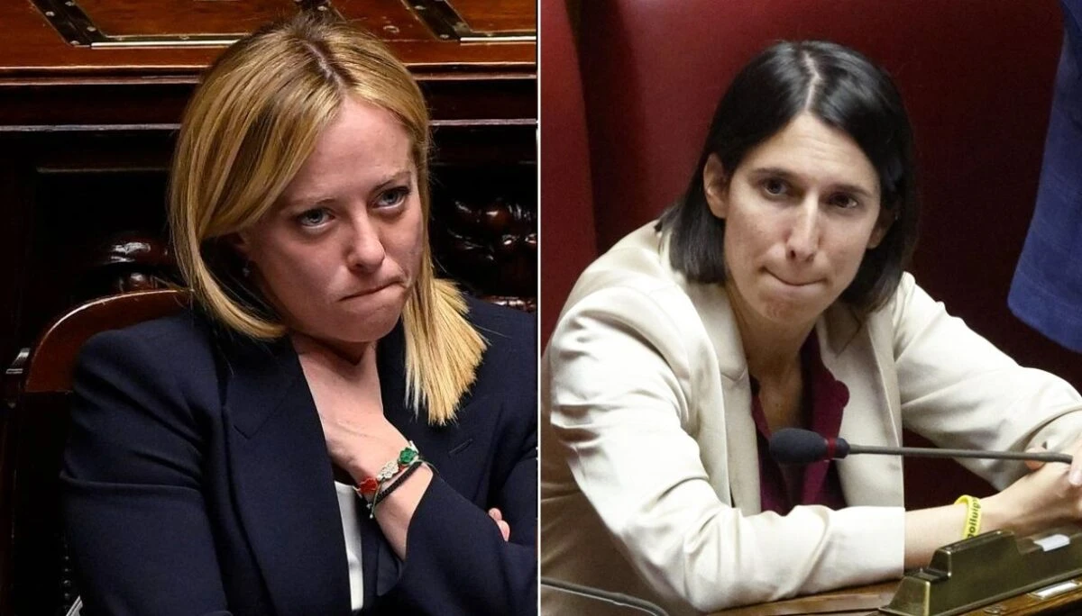 Giorgia Meloni e Elly Schlein durante un dibattito politico